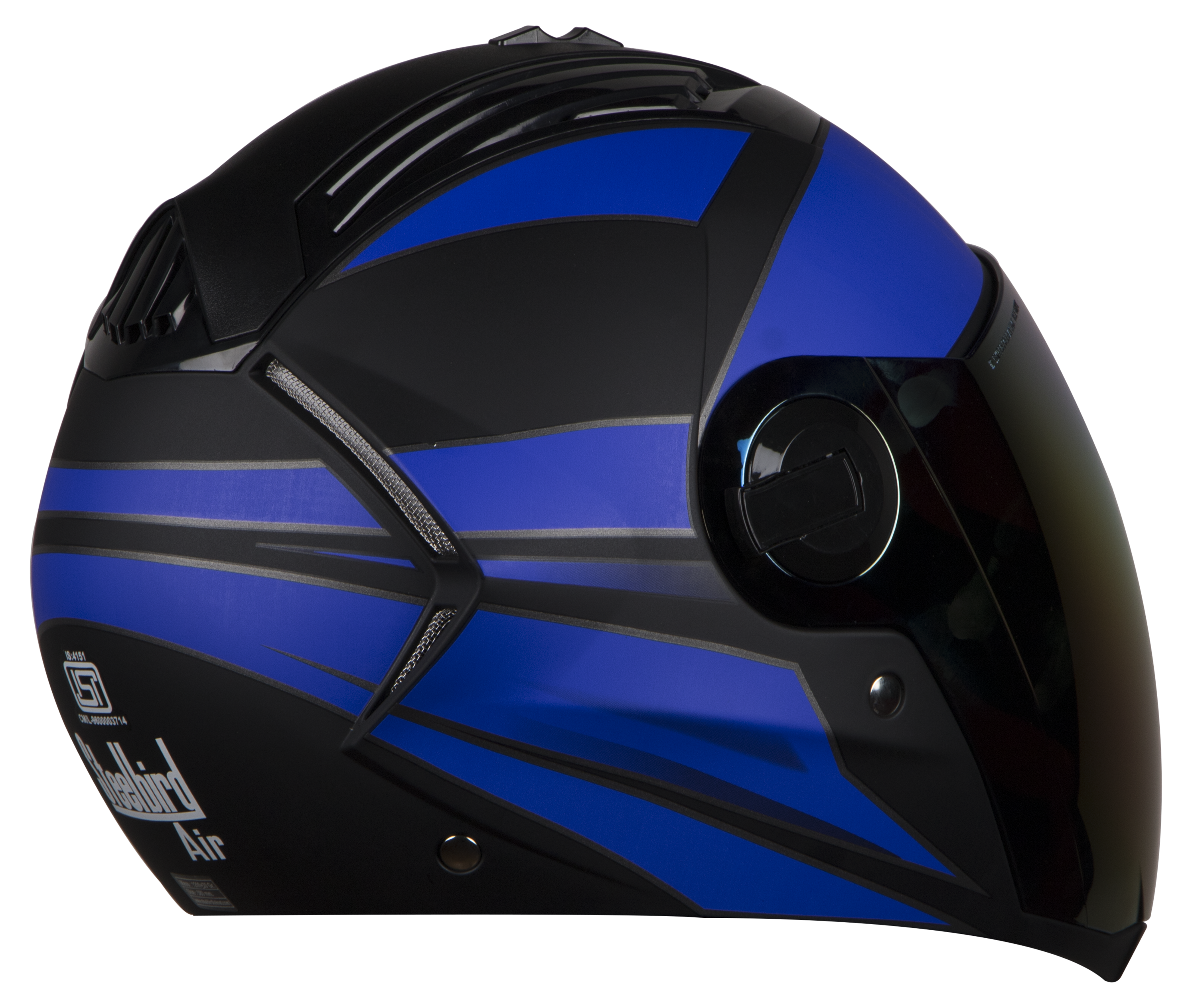 SBA-2 Streak Mat Black With Blue ( Fitted With Clear Visor Extra Gold Chrome Visor Free)